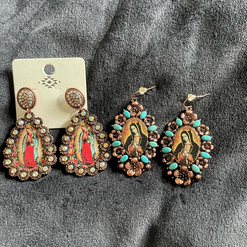 2 Virgin Mary earrings
